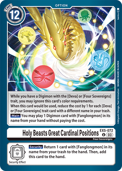 Holy Beasts Great Cardinal Positions - Digimon